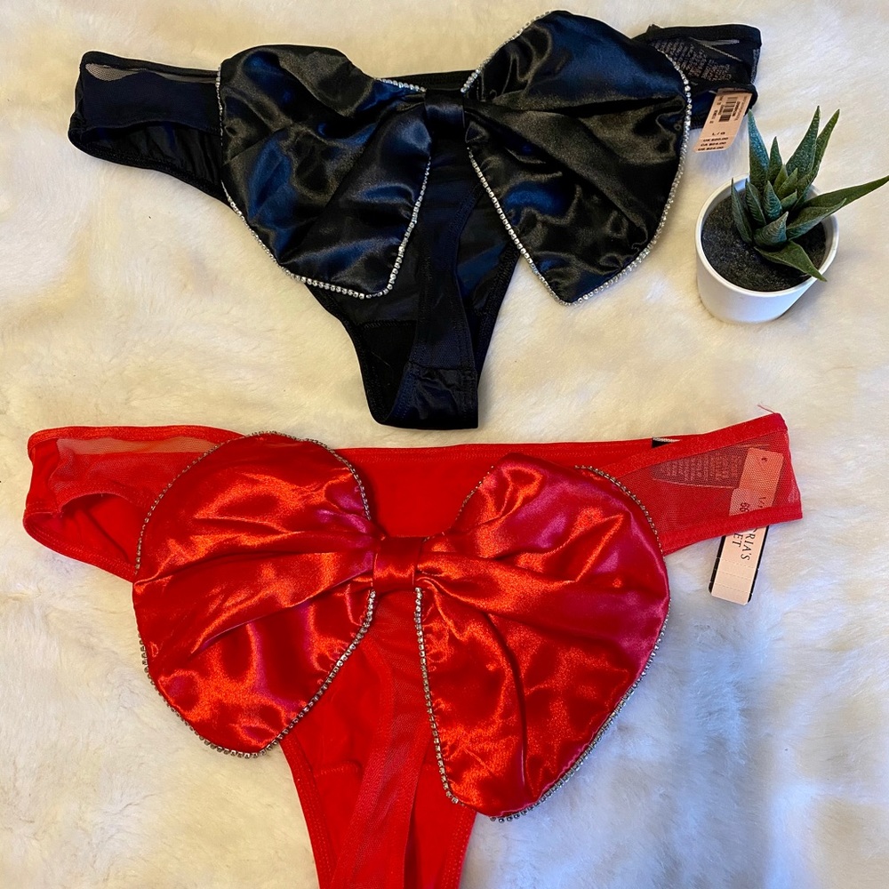 2 Victoria’s Secret Big Bow satin Thong